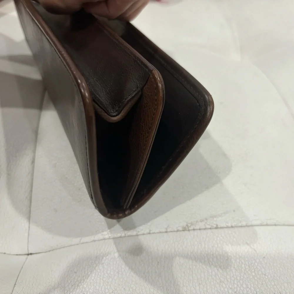 Authentic YSL Calf Hair Brown Leather Clutch Bag Yves Saint Laurent - Picture 15 of 15